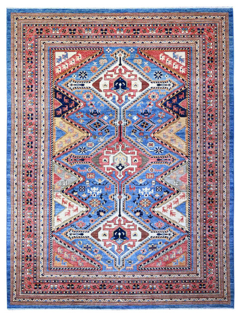 Dell Blue Sheeraz Design Pure Wool Hand Knotted Supple Oriental Rug 9'1 ...