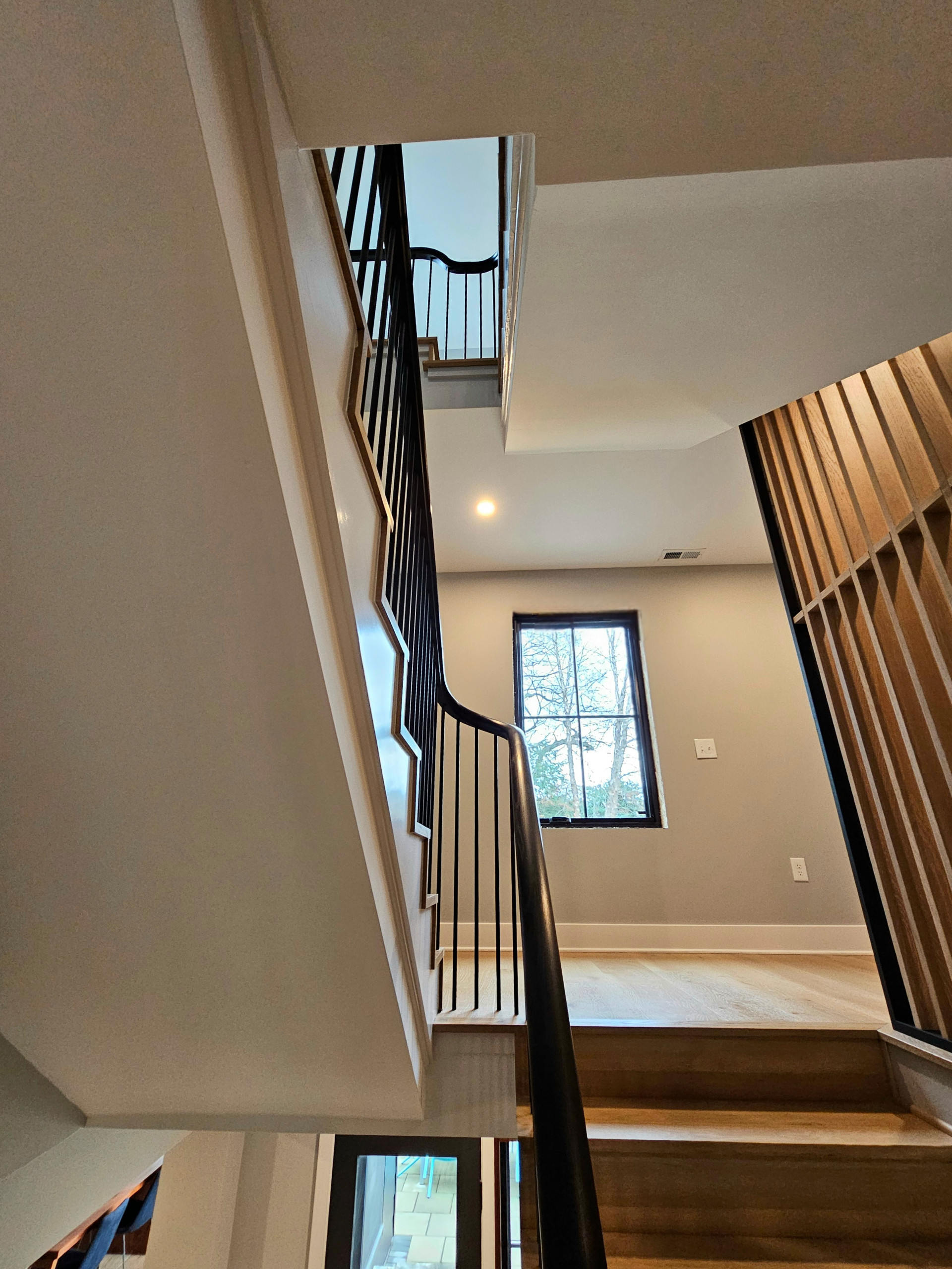 115_Stunning Continuous Rail System on 3 Story Floating Stairs; Arlington, VA 22