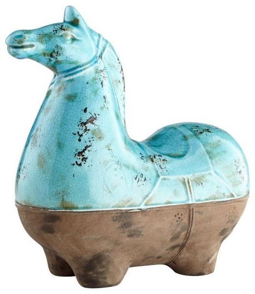 Cyan Lighting 15 25 Large Cavallo Sculpture Blue Glaze Finish Cyan Lighting 15 25 Large Cavallo Sculpture Blue Glaze Finish
