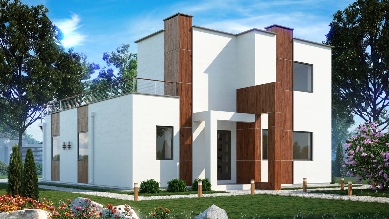 Двухэтажный дом хай-тек 226м2 П-0156