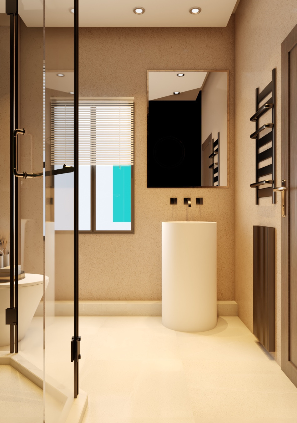 Beige + Green Metro Tiles Bathroom