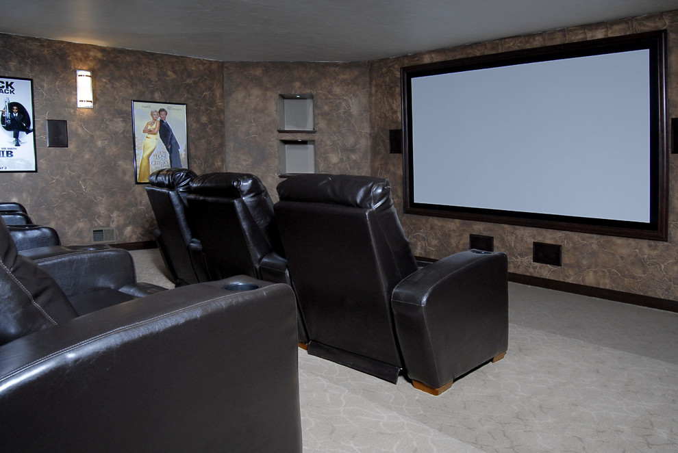Inspiration for a contemporary home theatre in Other.