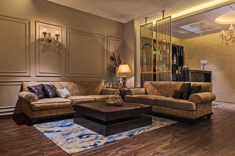 Design ideas for an eclectic living room in Delhi.