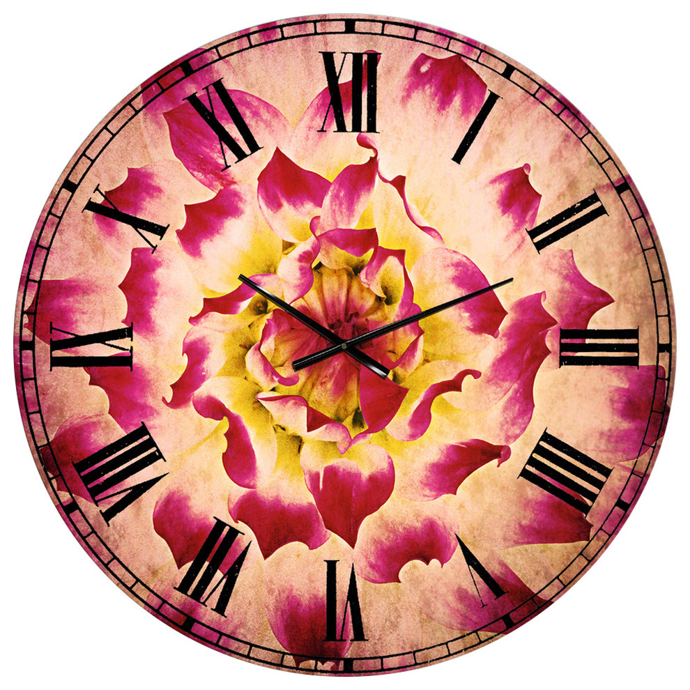 Smooth White Rose Flower Petals Floral Large Metal Wall Clock, 36x36 ...