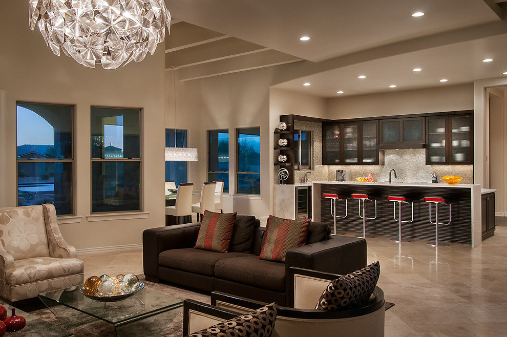 Photo of a contemporary open concept living room in Phoenix.
