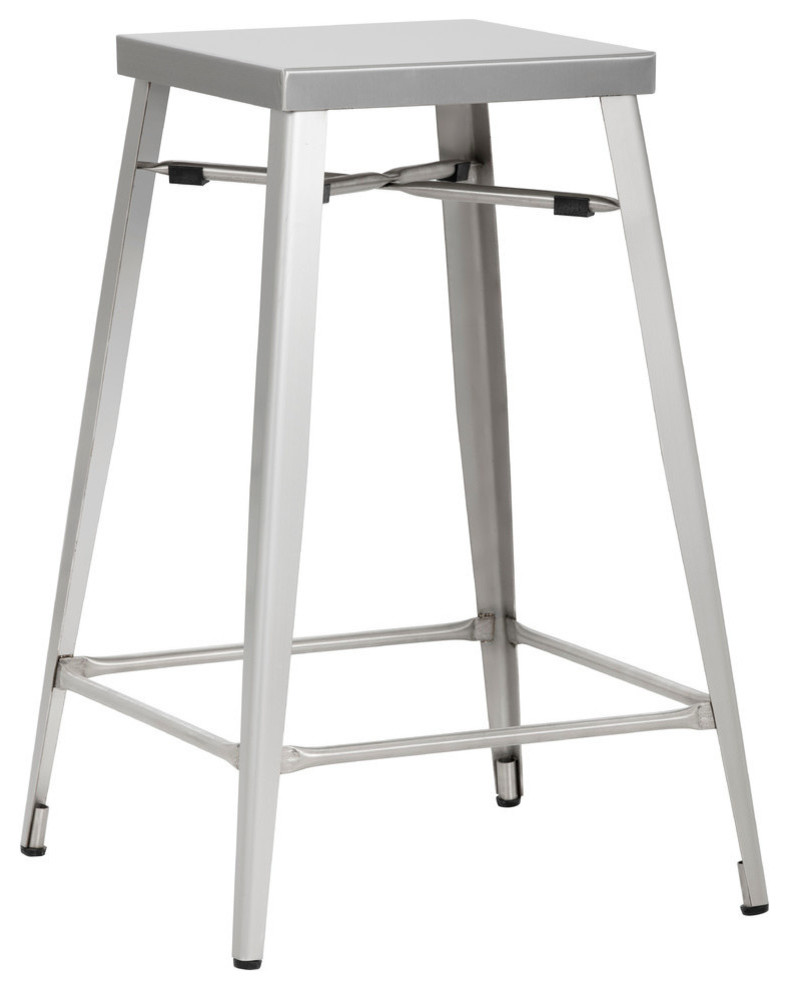 Aaron Stainless Steel Counter Stools, Set of 2 Contemporary Bar