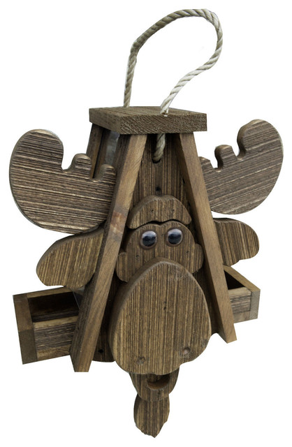 Rustic Barnwood Moose Bird Feeder Rustic Bird Feeders By