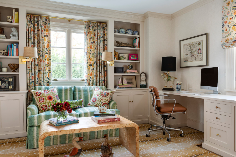 Inspiration for a traditional home office in Boston.