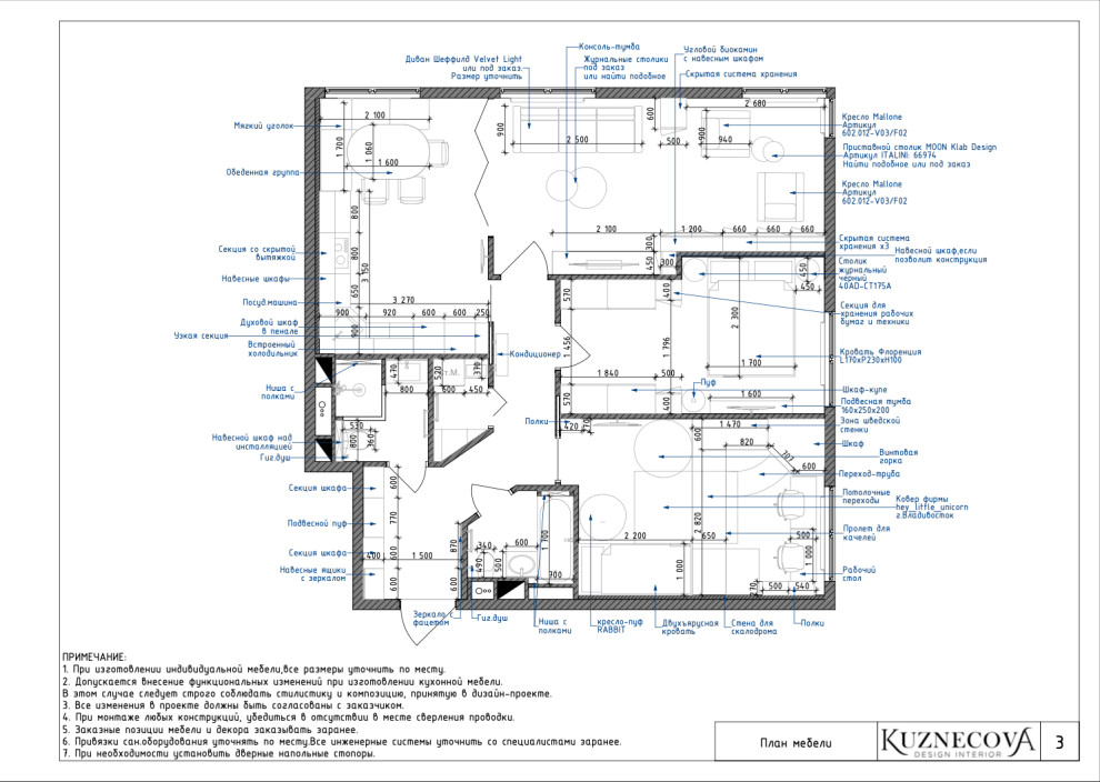 Дизайн проект квартиры 85 кв.м.
