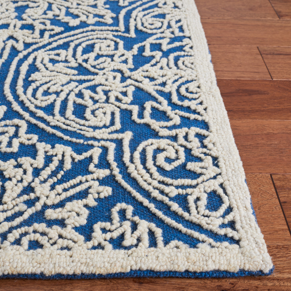Safavieh Trace Collection TRC101B Rug, Blue/Ivory, 2' X 3'