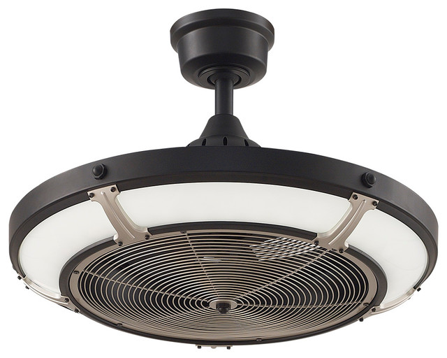 Fanimation Pickett Drum 24 Fan Black With Brushed Nickel Led Light