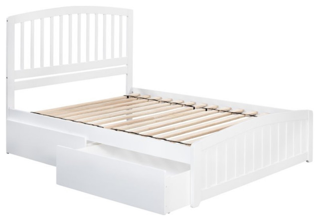 AFI Richmond Solid Wood Queen Bed and Footboard with Storage Drawers in White