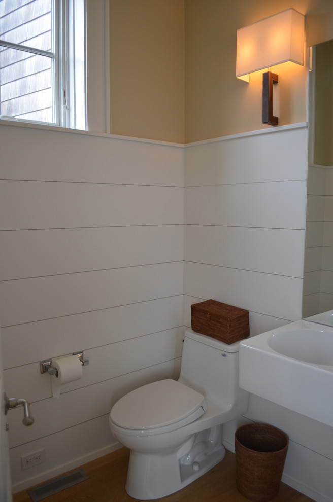 This is an example of a beach style powder room in Providence.