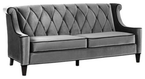 Barrister Gray Velvet Sofa