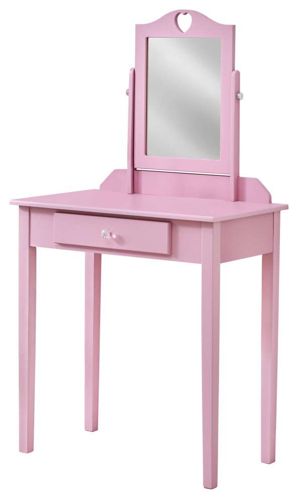 Vanity, Desk, Makeup Table, Organizer, Dressing Table, Bedroom, Wood, Pink