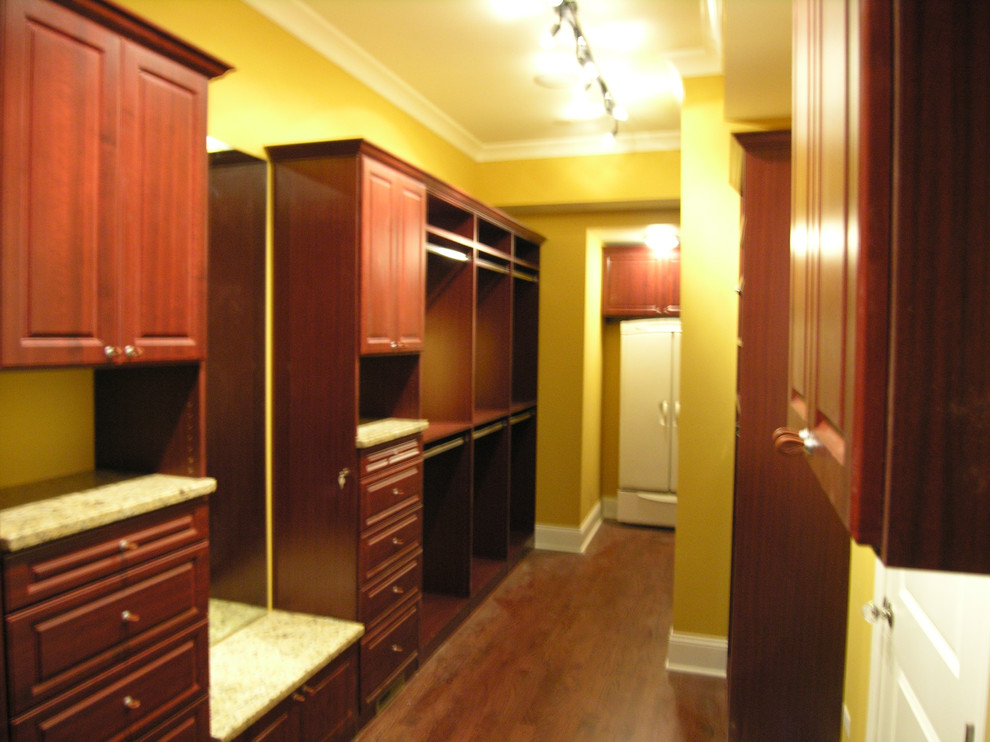 This is an example of a modern storage and wardrobe in Chicago.