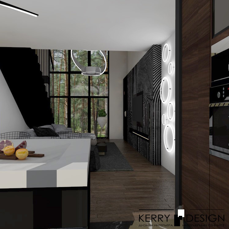 Открытая кухня в частном доме 14 кв м