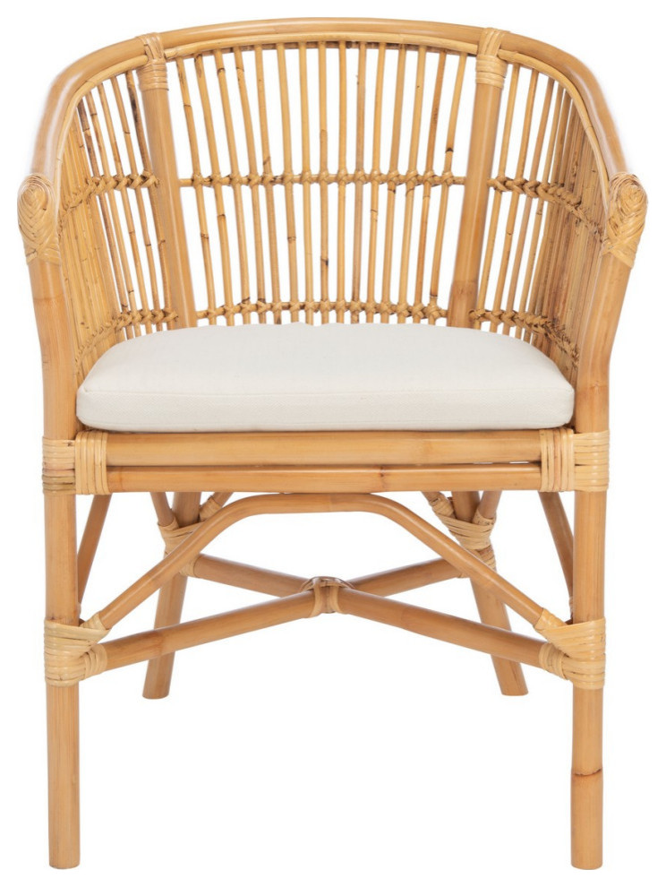 Alicia Rattan Accent Chair With Cushion Natural White