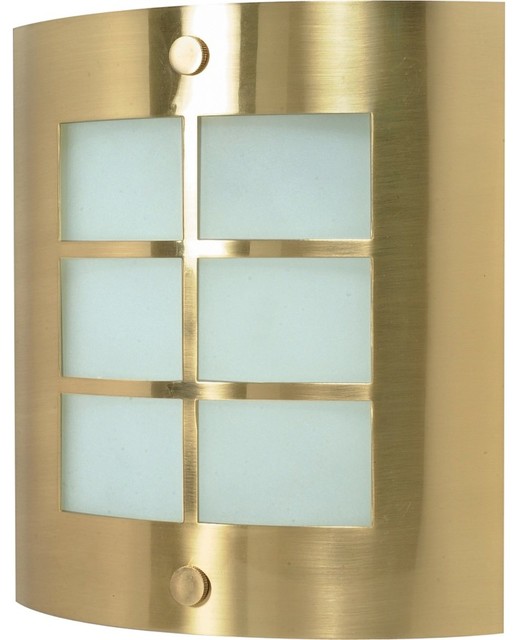 Brushed Brass and Frosted Glass Energy Star Wall Sconce Transitional