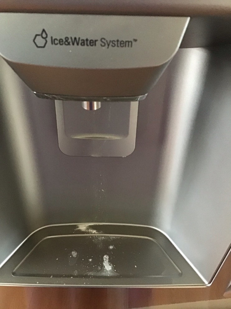 White powdery stuff coming out of water dispenser, LG refrigerator