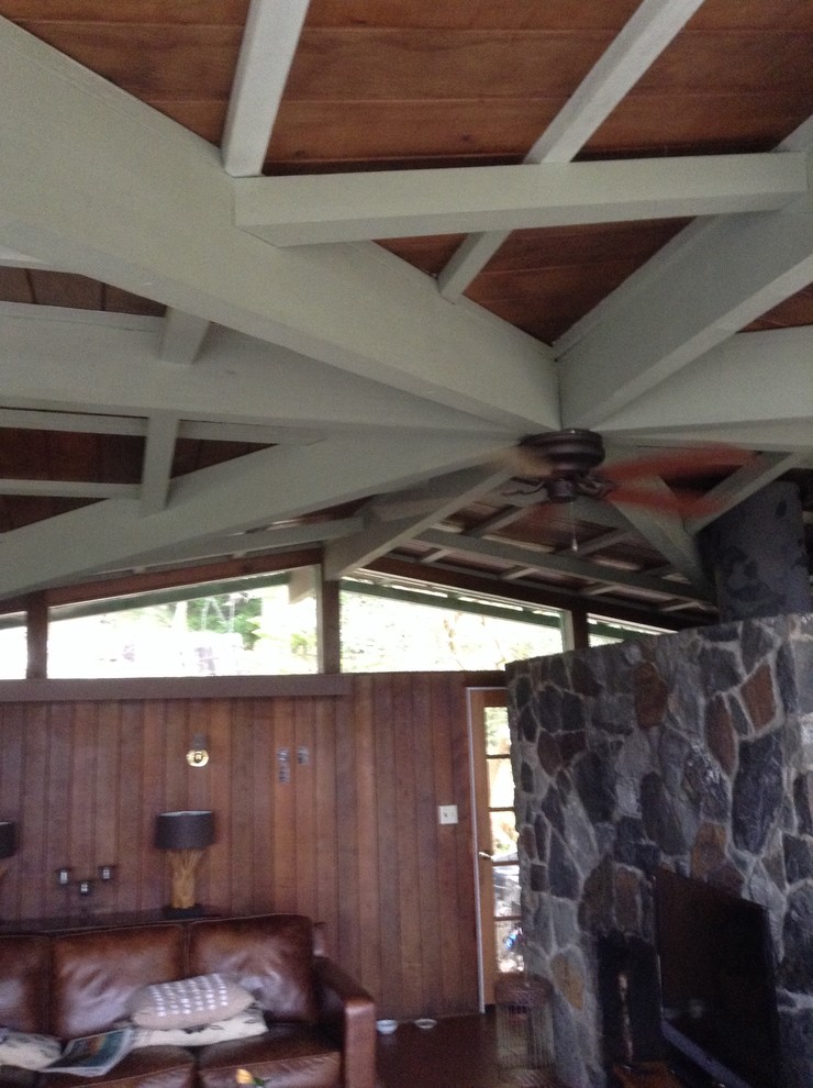 Painted wooden ceiling beams