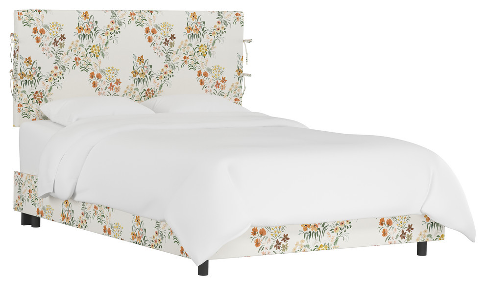 Bern Slipcover Bed With Ties, Lucinda Floral Harvest, King