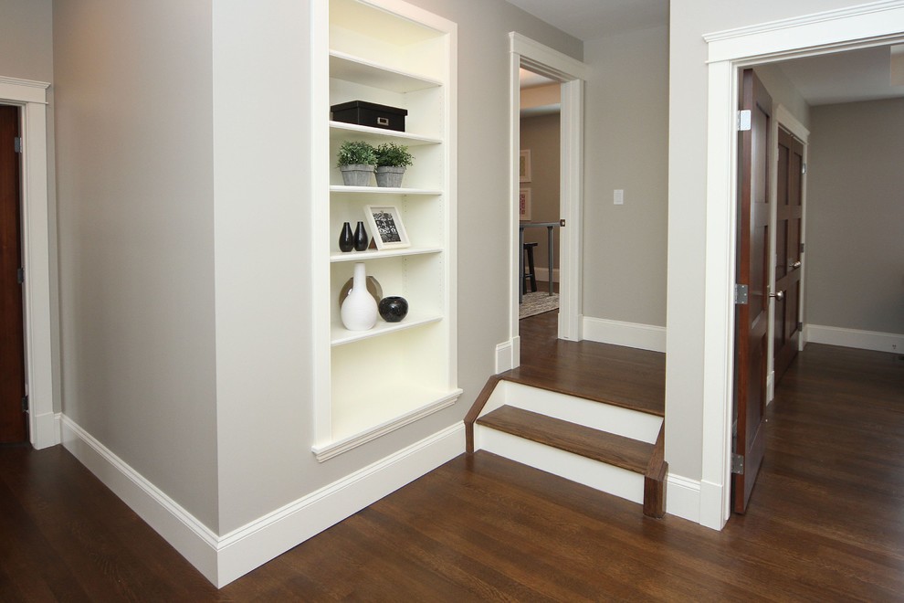 Hallway - transitional hallway idea in Calgary
