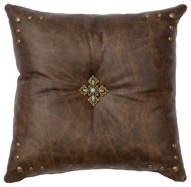Leather Pillow 16x16Leather Back Traditional Decorative Pillows