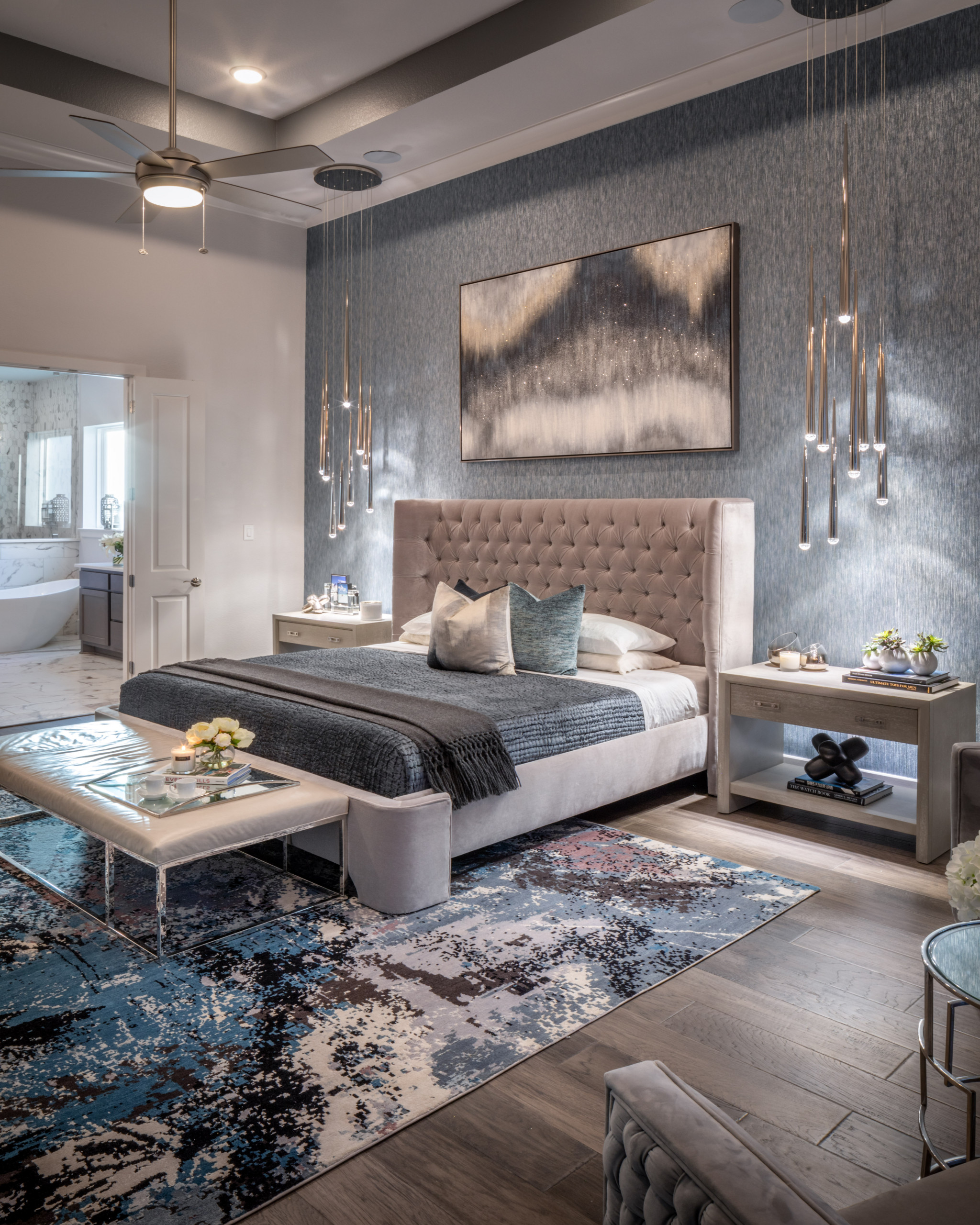 75 moderne schlafzimmer mit grauer wandfarbe ideen & bilder