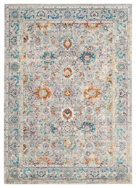 Karine Vintage Inspired Rug, Grey and Multicoloured, 182x274 cm