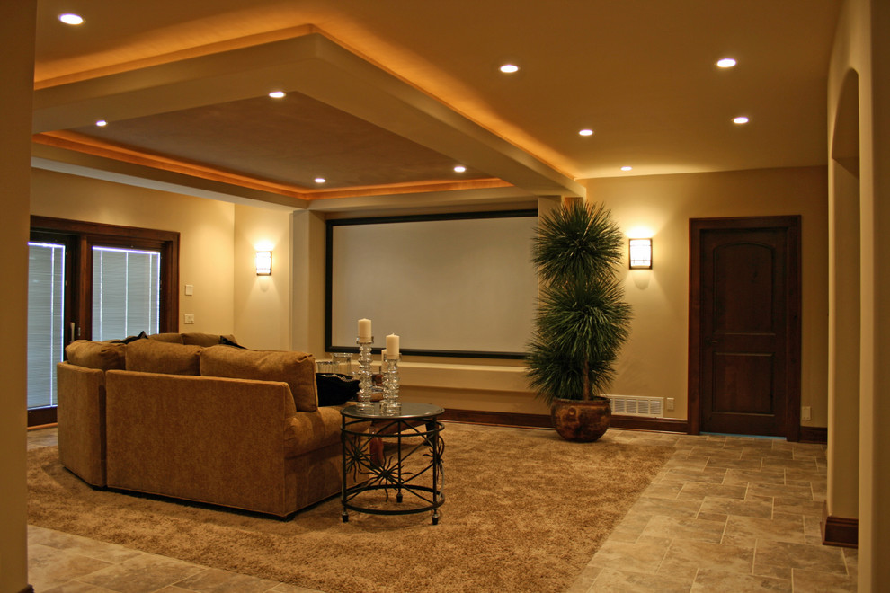 Photo of a traditional home theatre in Omaha.