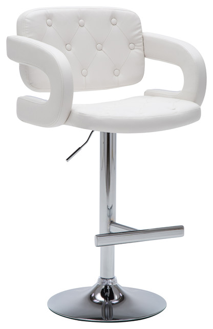 AC Pacific Diamond Tufted Contemporary Hydraulic Adjustable Swivel Bar Stool with Armrest and Cushion 25-33 Black