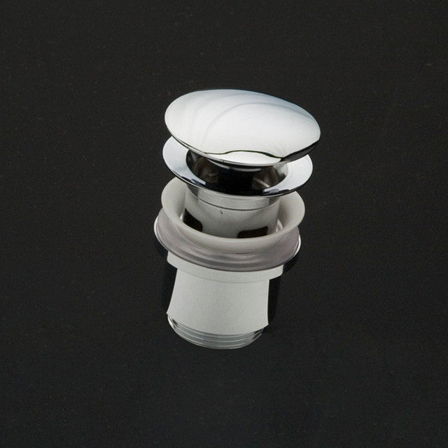 Lacava Oversized Click Clack Style Drain With Round Cover And Lacava Oversized Click Clack Style Drain With Round Cover And Overflow Holes