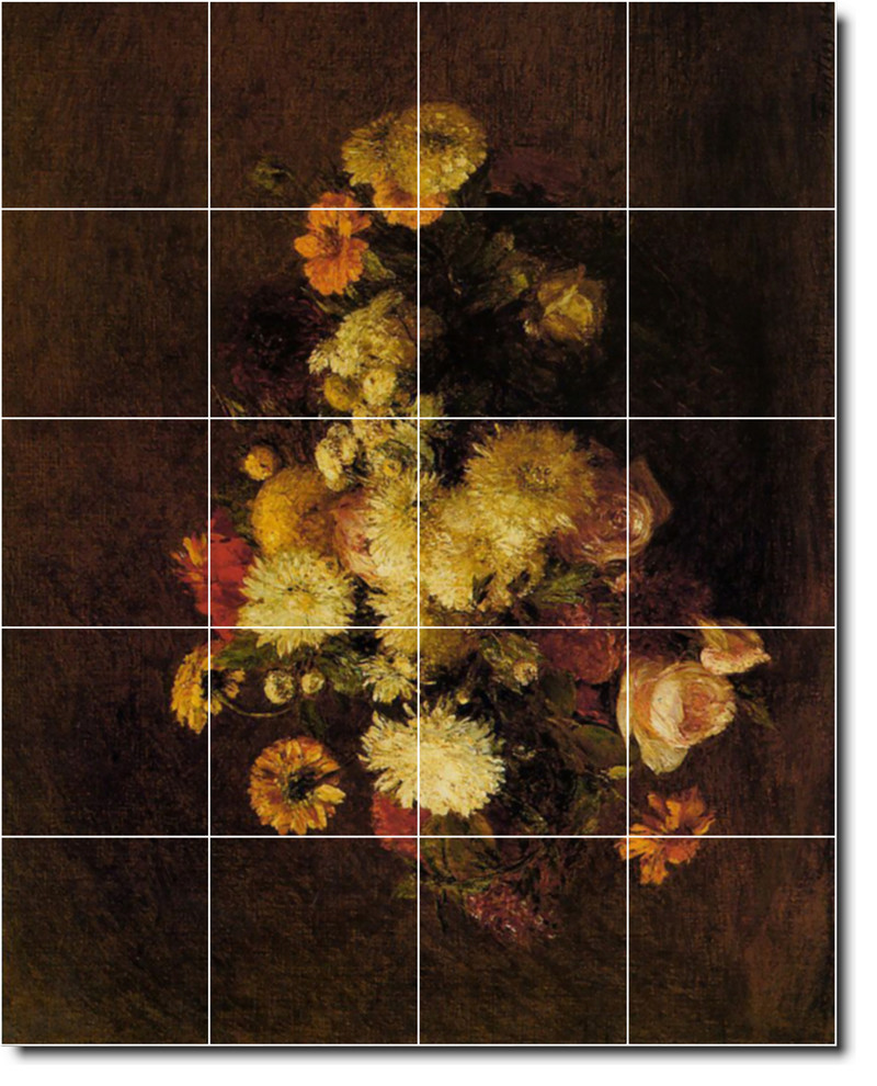 Henri Fantin-Latour Flowers Painting Ceramic Tile Mural #82, 24"x30"