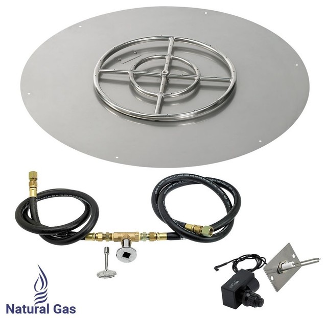 Round Gas Fire Pit Tray With Spark Ignition Kit Traditional