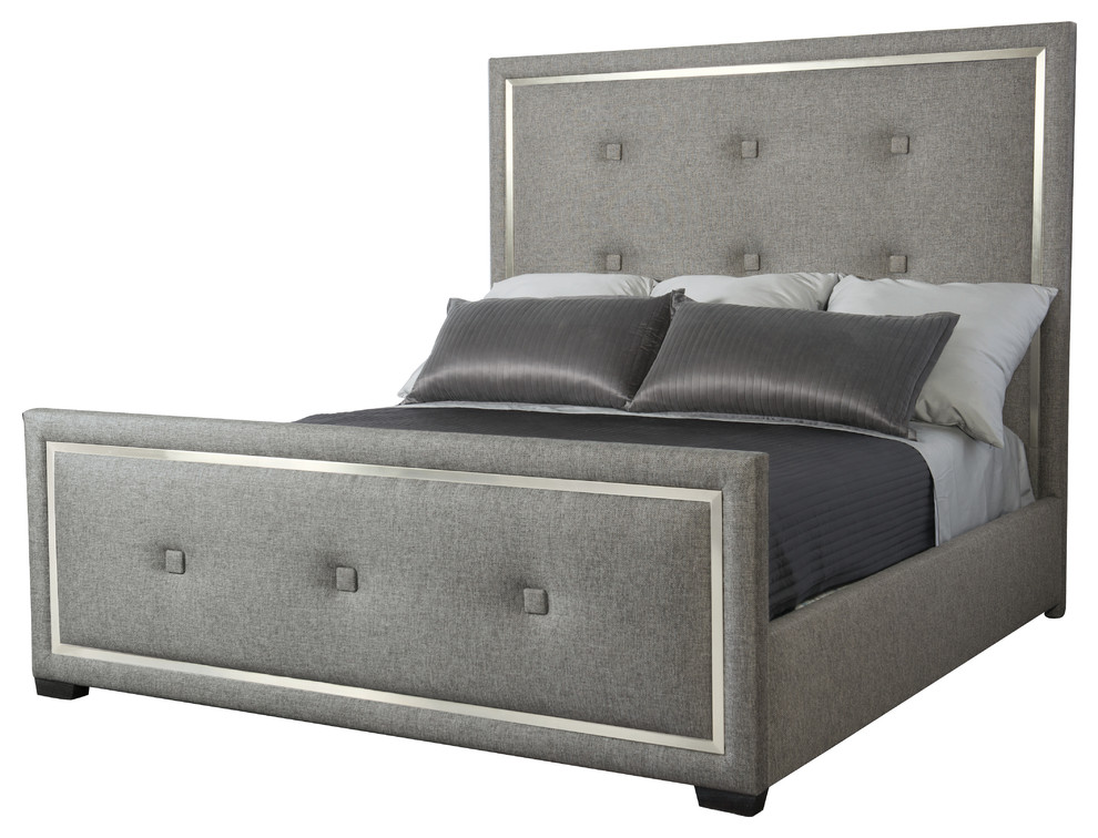 Bernhardt Decorage Upholstered Panel King Bed, Gray/Silver Mist