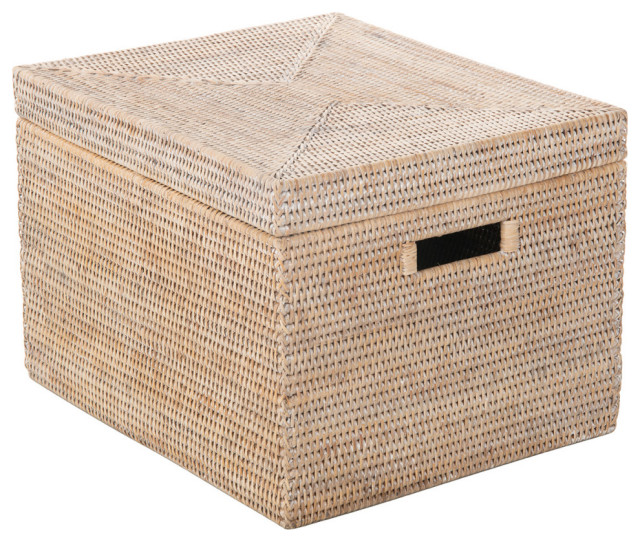 La Jolla Rattan Rectangular Storage Box Tropical Decorative Boxes