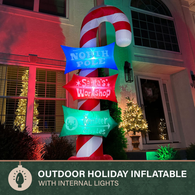 8 ft Tall Prelit Directional Sign Inflatable - Modern - Outdoor Holiday ...