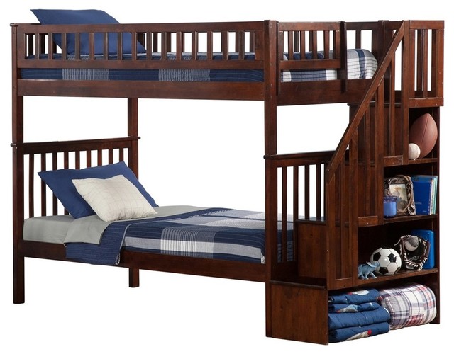 Atlantic Furniture Woodland Ab56604 Staircase Atlantic Furniture Woodland Ab56604 Staircase Bunk Bed Antique Walnut Twin Twi Craftsman