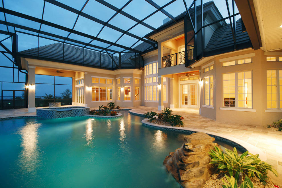 Custom Built Homes Mediterranean Pool Orlando by Harbor Hills