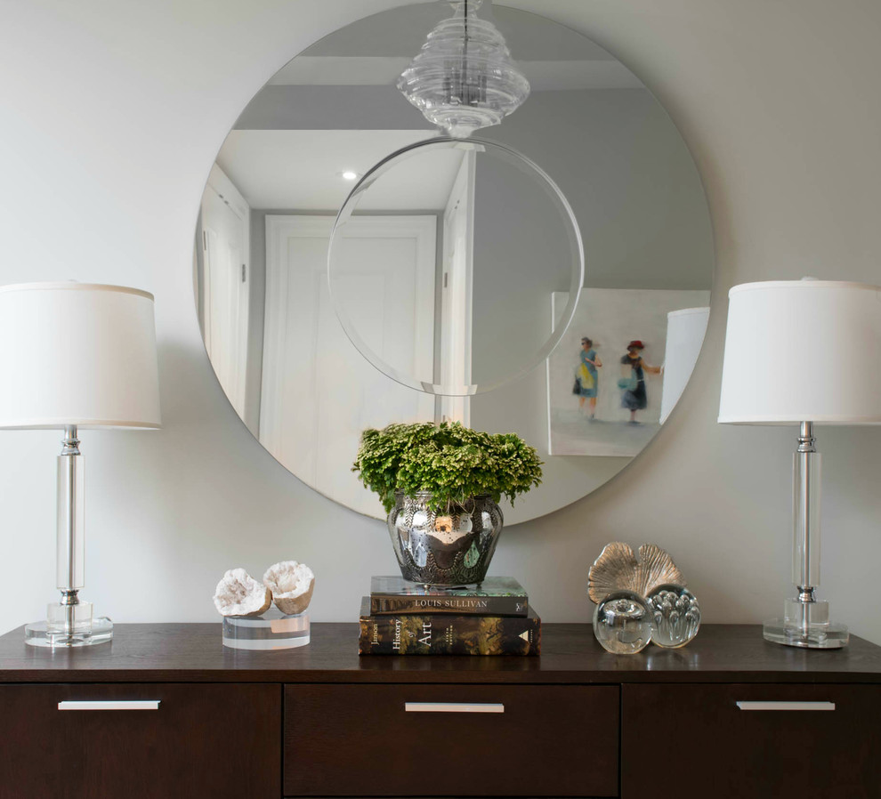 Entry hall - small transitional entry hall idea in Toronto with gray walls