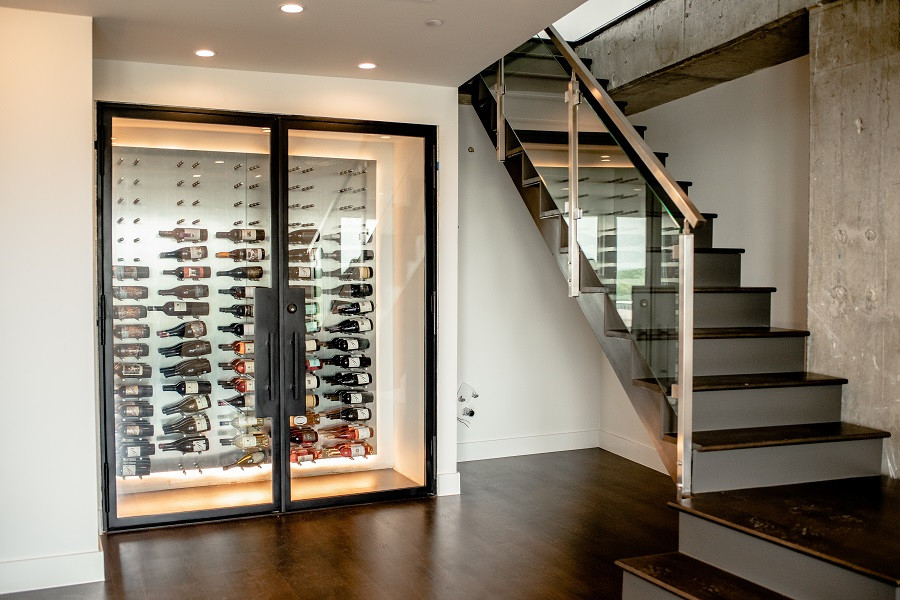 Modern wine cellar in Orange County.