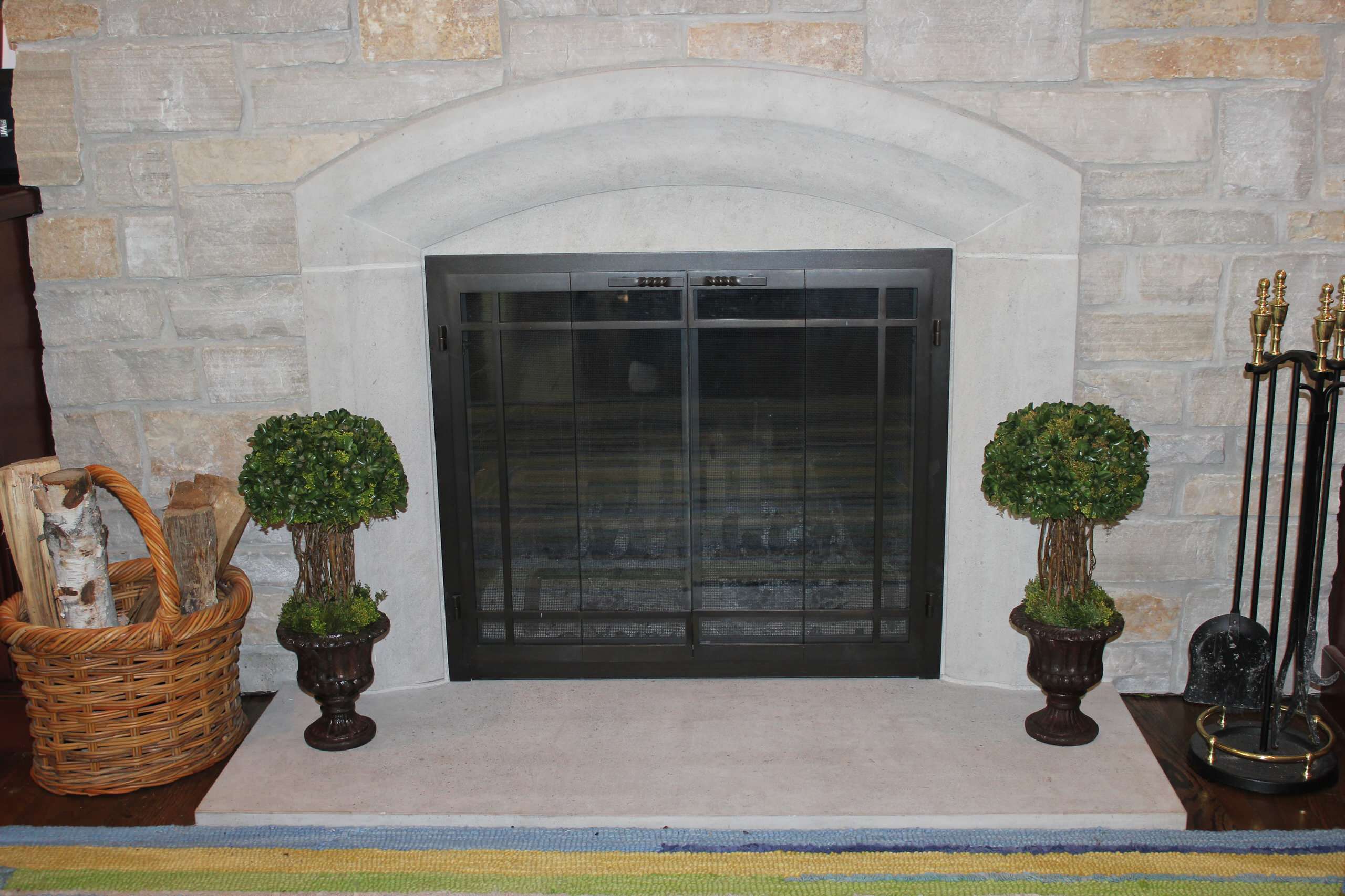 Arched Limestone Fireplace Surround