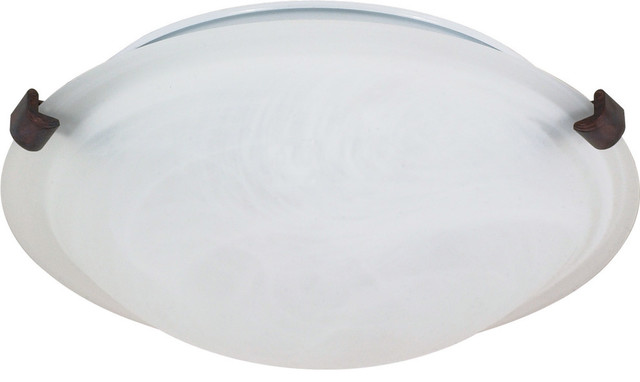 1 Light - 12" Flush Mount, Tri-Clip With Alabaster Glass