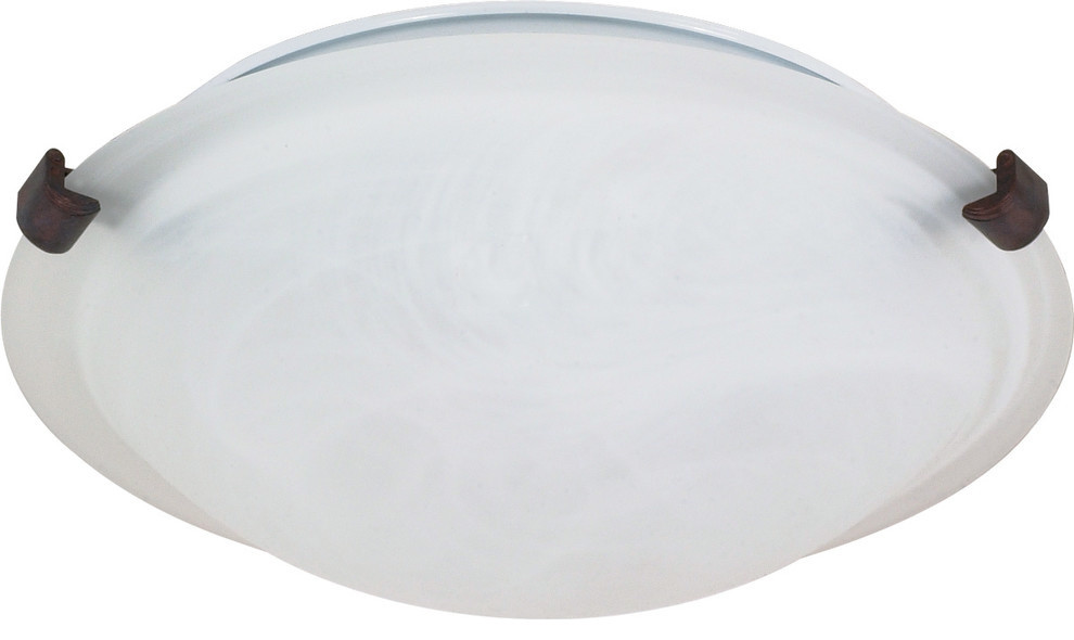 1 Light - 12" Flush Mount, Tri-Clip With Alabaster Glass