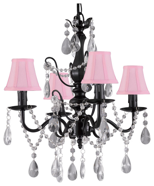 Wrought Iron And Crystal 4 Light Black Chandelier Pendant Fixture Wrought Iron And Crystal 4 Light Black Chandelier Pendant Fixture With Shades