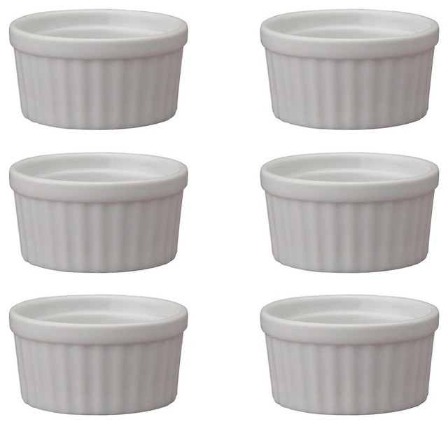 HIC Porcelain Ramekin 10 oz., 4", Set of 6 Contemporary Ramekins