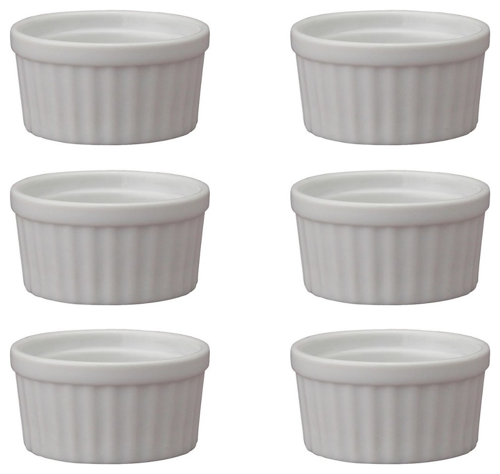 HIC Porcelain Ramekin 10 oz., 4", Set of 6 Contemporary Ramekins