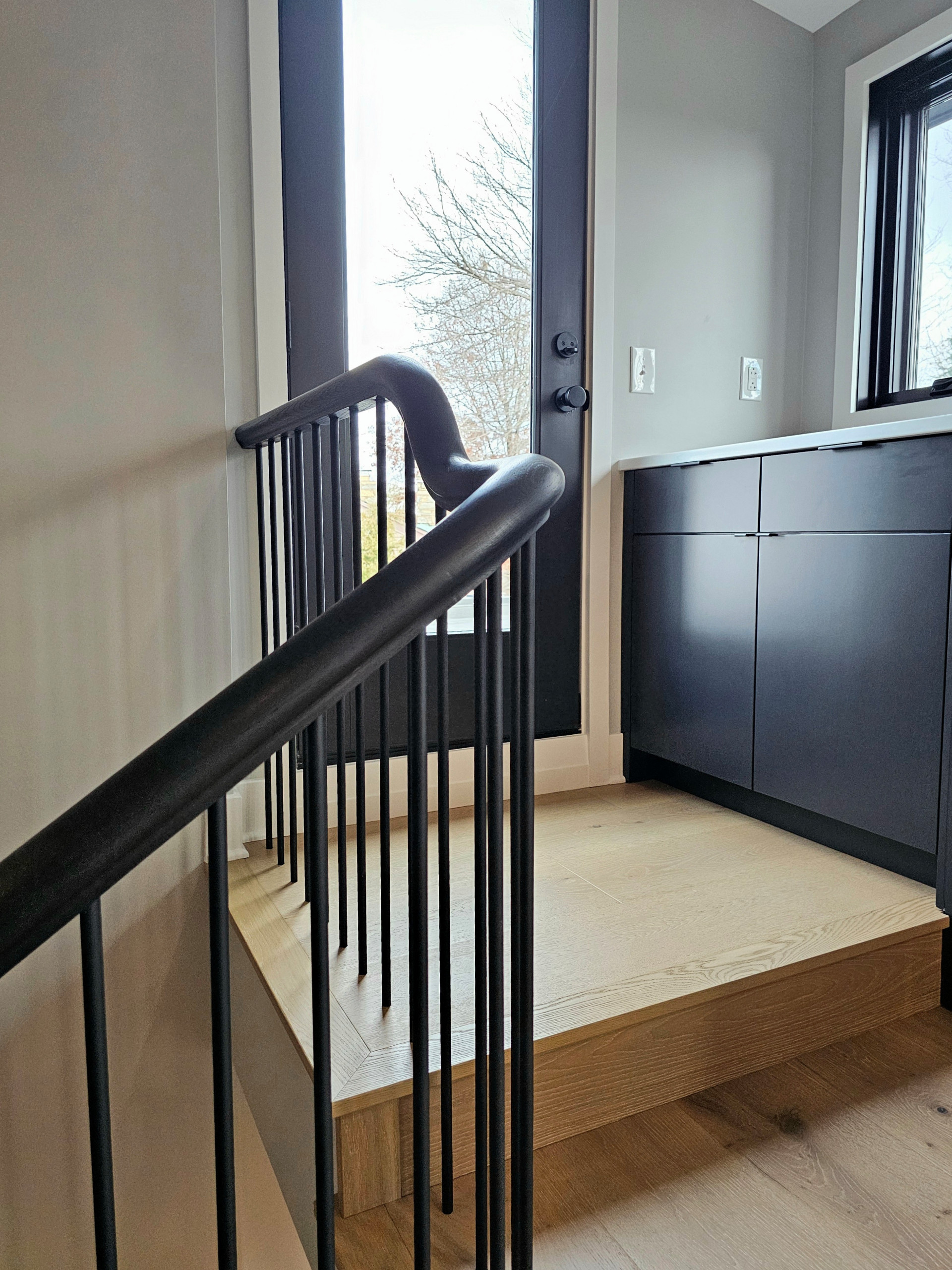 115_Stunning Continuous Rail System on 3 Story Floating Stairs; Arlington, VA 22