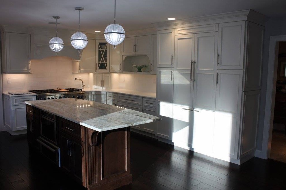 Example of a transitional kitchen design in Boston